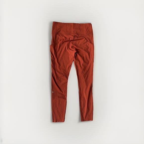 Lululemon Crop II 19” Leggings Nulux Red Orange Size 8 Pockets Running Yoga - Picture 1 of 8